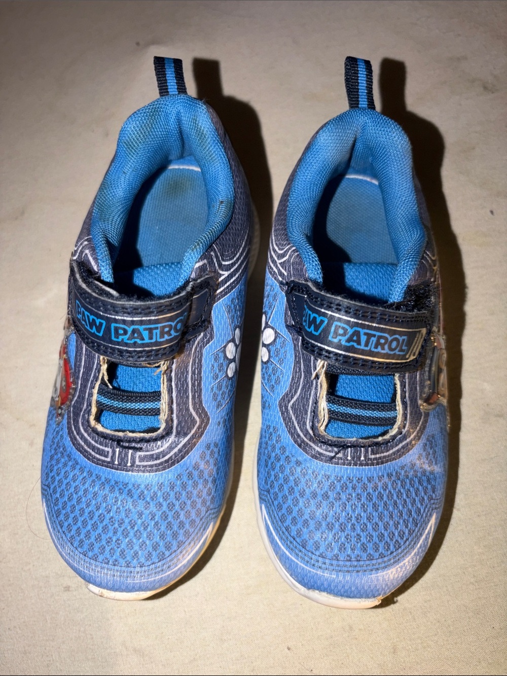 Kids Size 9 Paw Patrol Blue and Black Velcro Sneakers